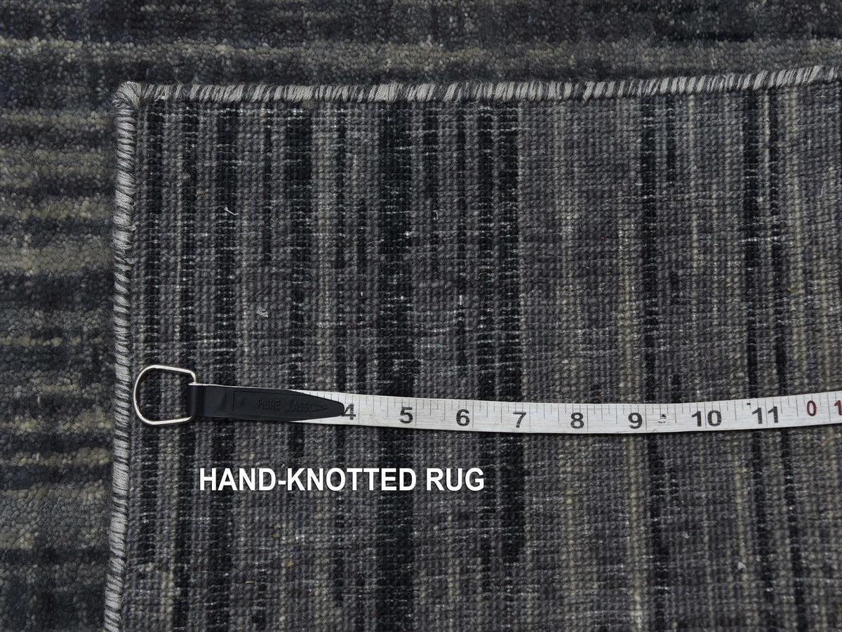 Modern / Contemporary hand-knotted wool runner in Gray, 2'6" x 12'6" — SKU O075263 (view 7)