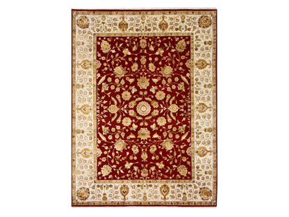 Rajasthan Rajasthan hand-knotted wool/silk rug in Red & Ivory, 9' x 12' — SKU O075265