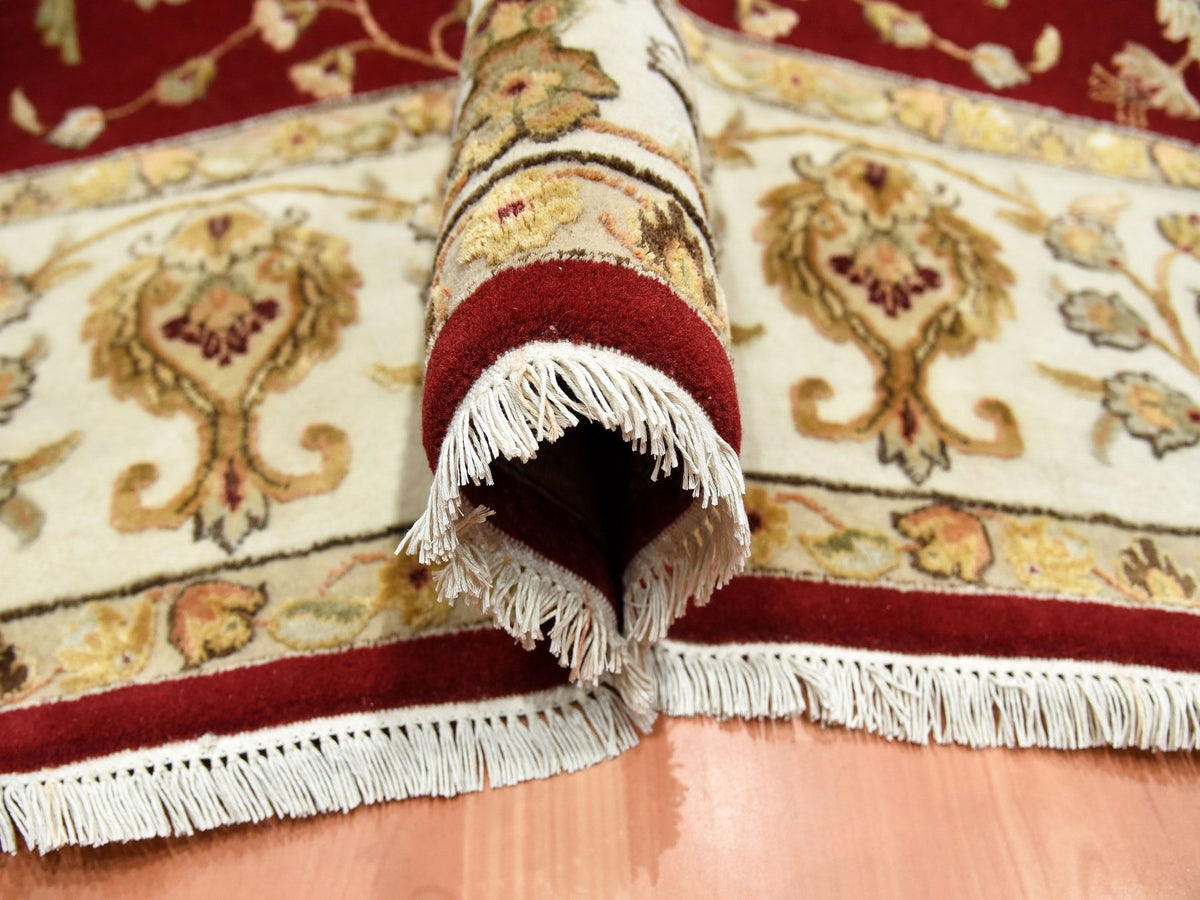 Rajasthan Rajasthan hand-knotted wool/silk rug in Red & Ivory, 9' x 12' — SKU O075265 (view 5)