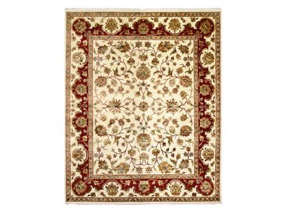 Ivory 8'1" x 10'0" Rajasthan Hand knotted Wool/Silk Rug - Sku: O075272