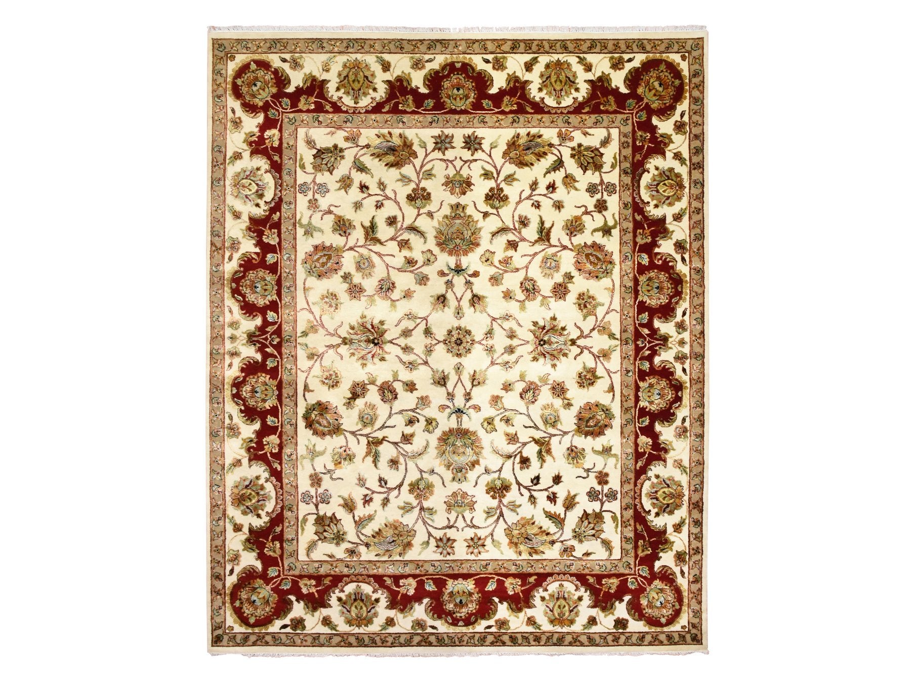 Rajasthan Rajasthan hand-knotted wool/silk rug in Ivory, 8'1" x 10' — SKU O075272
