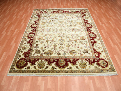 Ivory 8'1" x 10'0" Rajasthan Hand knotted Wool/Silk Rug - Sku: O075272