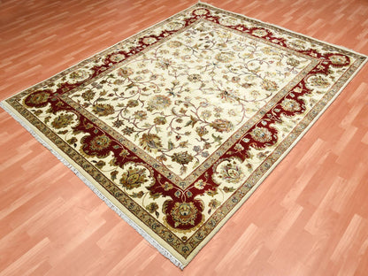Ivory 8'1" x 10'0" Rajasthan Hand knotted Wool/Silk Rug - Sku: O075272