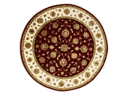 Rajasthan Rajasthan hand-knotted wool/silk rug in Red & Ivory, 7'10" x 8' — SKU O075273
