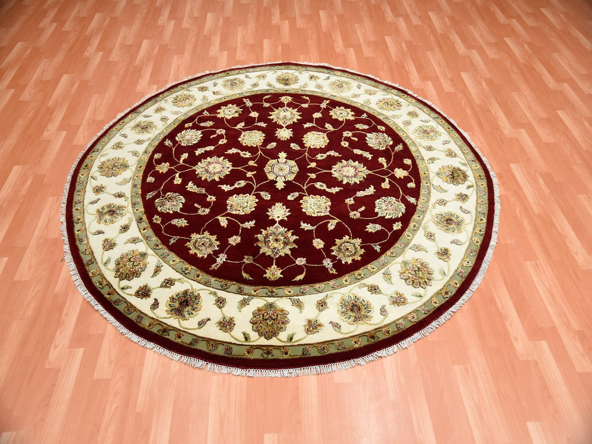 Rajasthan Rajasthan hand-knotted wool/silk rug in Red & Ivory, 7'10" x 8' — SKU O075273 (view 2)