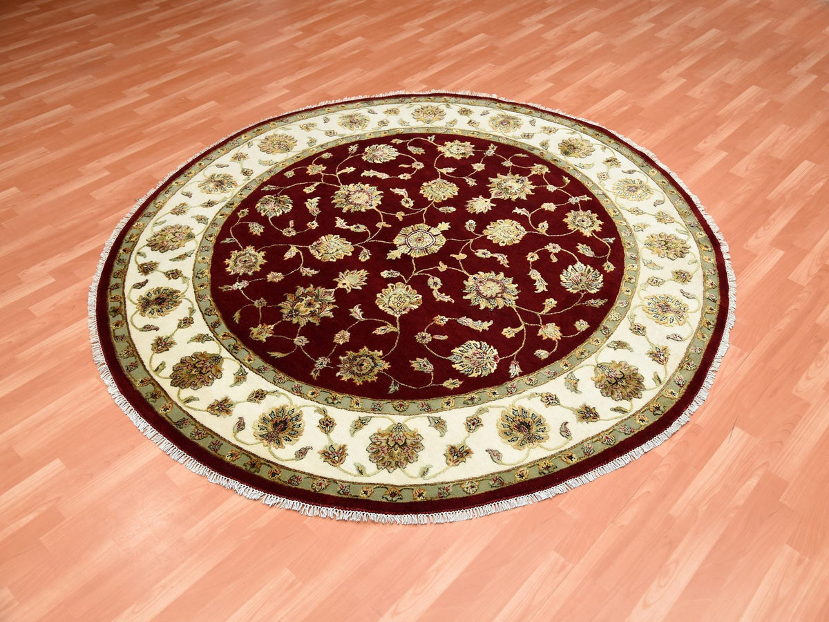 Rajasthan Rajasthan hand-knotted wool/silk rug in Red & Ivory, 7'10" x 8' — SKU O075273 (view 3)