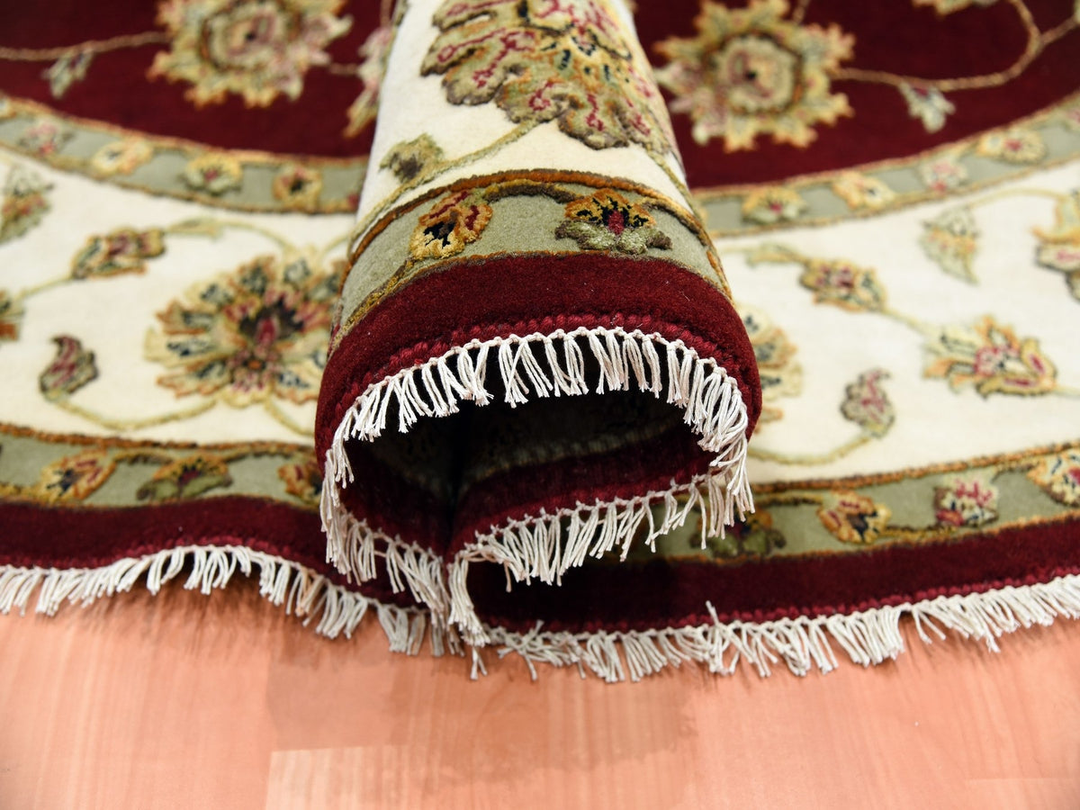 Rajasthan Rajasthan hand-knotted wool/silk rug in Red & Ivory, 7'10" x 8' — SKU O075273 (view 5)