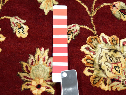 Rajasthan Rajasthan hand-knotted wool/silk rug in Red & Ivory, 7'10" x 8' — SKU O075273 (view 7)