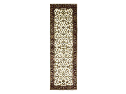 Rajasthan Rajasthan hand-knotted wool/silk runner in Ivory & Red, 2'7" x 8' — SKU O075276