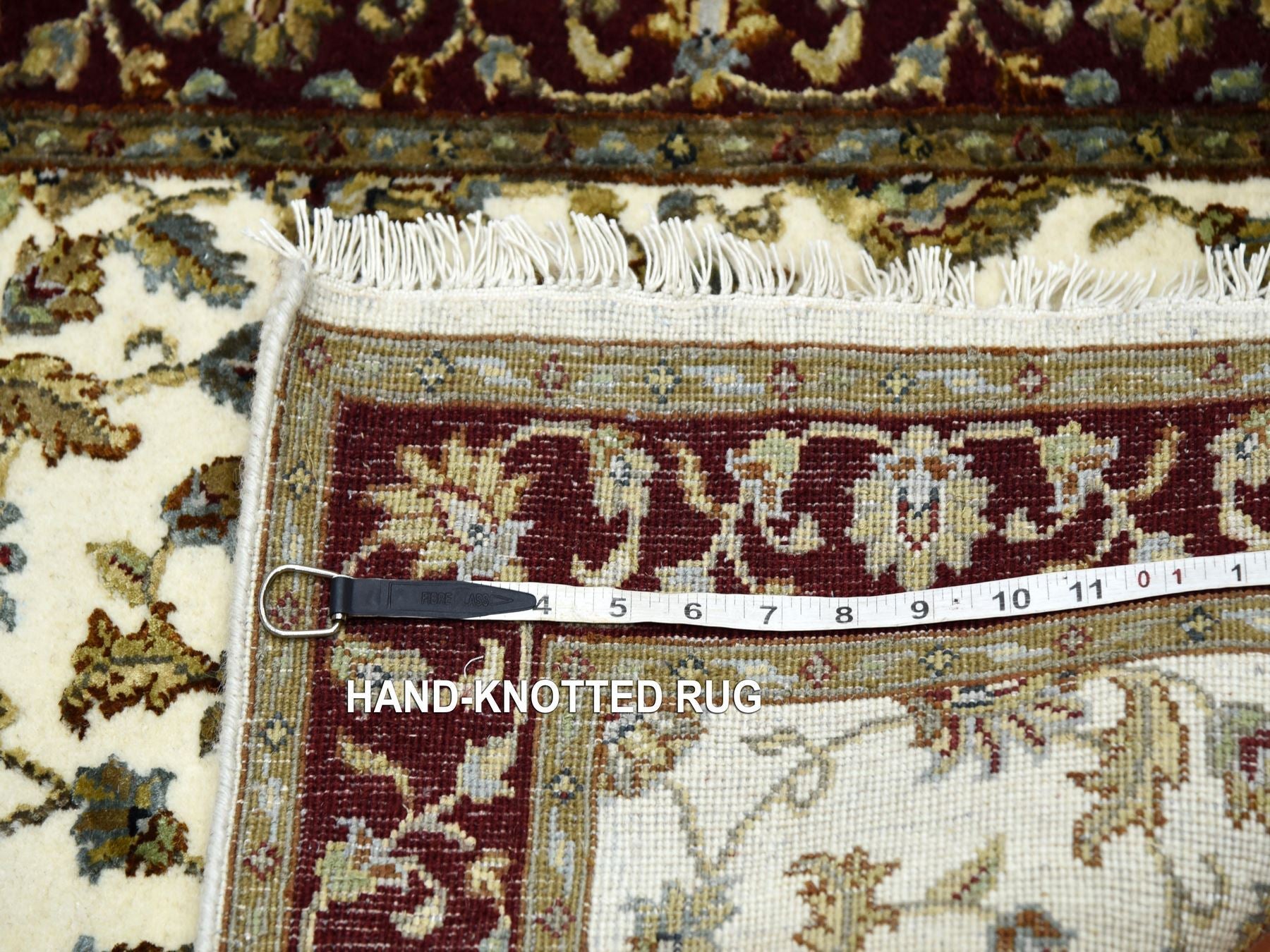 Rajasthan Rajasthan hand-knotted wool/silk runner in Ivory & Red, 2'7" x 8' — SKU O075276 (view 6)