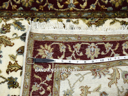 Rajasthan Rajasthan hand-knotted wool/silk runner in Ivory & Red, 2'7" x 8' — SKU O075276 (view 6)