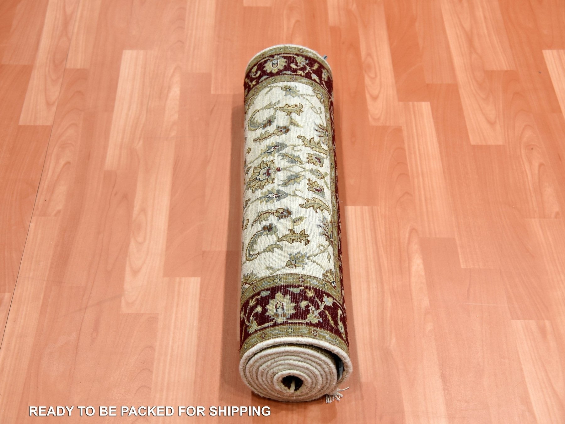 Rajasthan Rajasthan hand-knotted wool/silk runner in Ivory & Red, 2'7" x 8' — SKU O075276 (view 7)