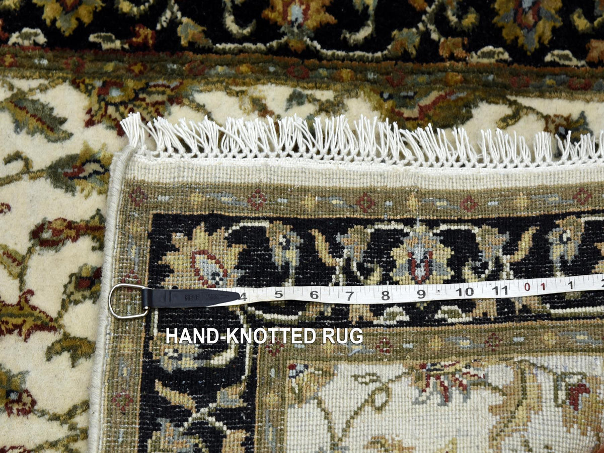 Rajasthan Rajasthan hand-knotted wool/silk runner in Ivory & Black, 2'6" x 8'2" — SKU O075278 (view 6)