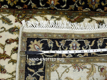 Rajasthan Rajasthan hand-knotted wool/silk runner in Ivory & Black, 2'6" x 8'2" — SKU O075278 (view 6)
