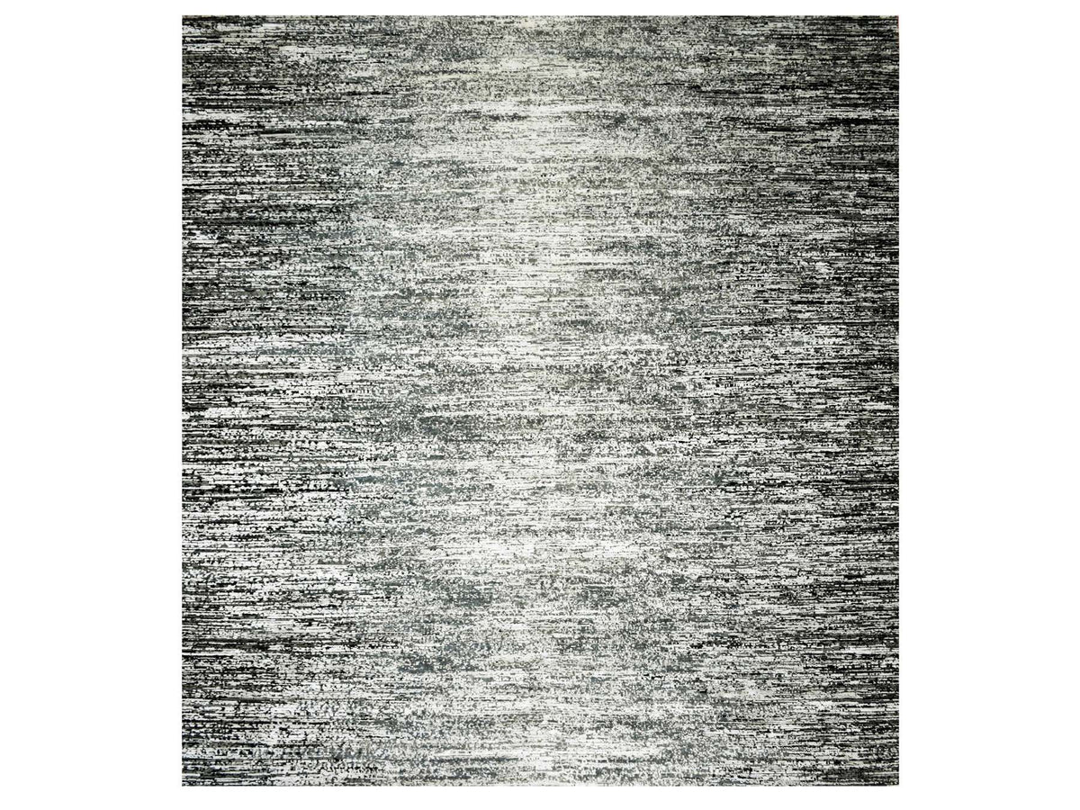 Modern / Contemporary hand-knotted wool/silk rug in Black, 6' x 6'1" — SKU O075284