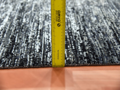 Black 6'0" x 6'1" Modern and Contemporary Hand knotted Wool/Silk Rug - Sku: O075284