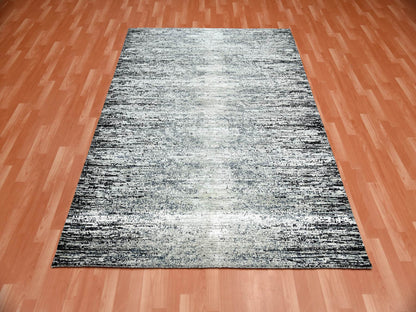 Black 6'0" x 9'0" Modern and Contemporary Hand knotted Wool/Silk Rug - Sku: O075285