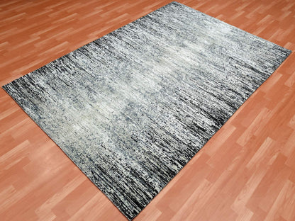 Black 6'0" x 9'0" Modern and Contemporary Hand knotted Wool/Silk Rug - Sku: O075285