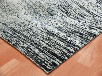 Black 6'0" x 9'0" Modern and Contemporary Hand knotted Wool/Silk Rug - Sku: O075285
