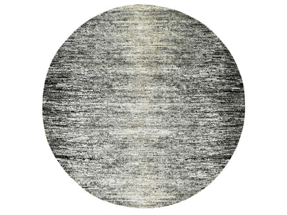Black 10'0" x 10'0" Modern and Contemporary Hand knotted Wool/Silk Rug - Sku: O075286