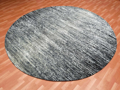 Black 10'0" x 10'0" Modern and Contemporary Hand knotted Wool/Silk Rug - Sku: O075286