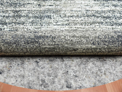 Black 10'0" x 10'0" Modern and Contemporary Hand knotted Wool/Silk Rug - Sku: O075286
