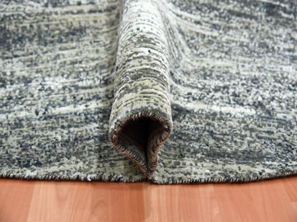 Black 10'0" x 10'0" Modern and Contemporary Hand knotted Wool/Silk Rug - Sku: O075286