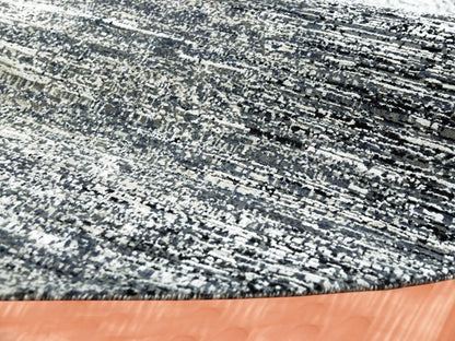 Black 10'0" x 10'0" Modern and Contemporary Hand knotted Wool/Silk Rug - Sku: O075286
