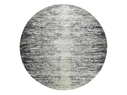 Black 8'0" x 8'0" Modern and Contemporary Hand knotted Wool/Silk Rug - Sku: O075287