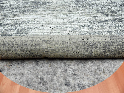 Black 8'0" x 8'0" Modern and Contemporary Hand knotted Wool/Silk Rug - Sku: O075287