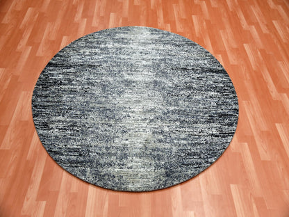 Black 6'0" x 6'0" Modern and Contemporary Hand knotted Wool/Silk Rug - Sku: O075288