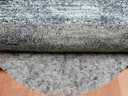 Black 6'0" x 6'0" Modern and Contemporary Hand knotted Wool/Silk Rug - Sku: O075288