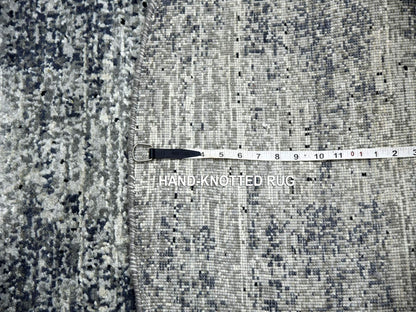Black 6'0" x 6'0" Modern and Contemporary Hand knotted Wool/Silk Rug - Sku: O075288