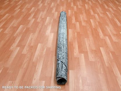 Black 6'0" x 6'0" Modern and Contemporary Hand knotted Wool/Silk Rug - Sku: O075288