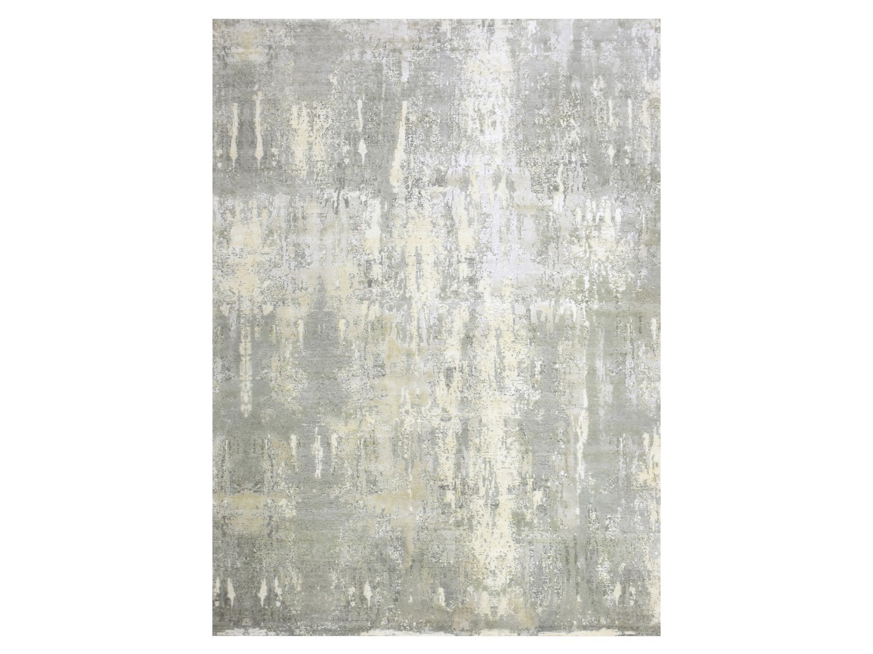 Modern / Contemporary hand-knotted wool/silk rug in Gray, 9' x 12'1" — SKU O075289