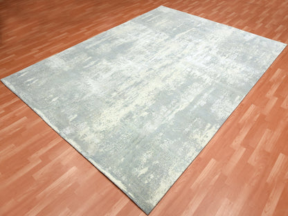Grey 9'0" x 12'1" Modern / Contemporary Hand knotted Wool/Silk Rug - Sku: O075289