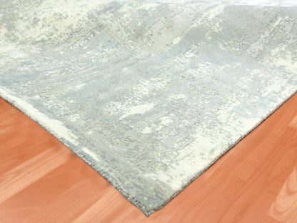 Grey 9'0" x 12'1" Modern / Contemporary Hand knotted Wool/Silk Rug - Sku: O075289
