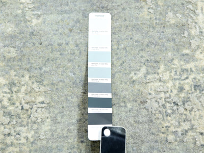 Grey 9'0" x 12'1" Modern / Contemporary Hand knotted Wool/Silk Rug - Sku: O075289