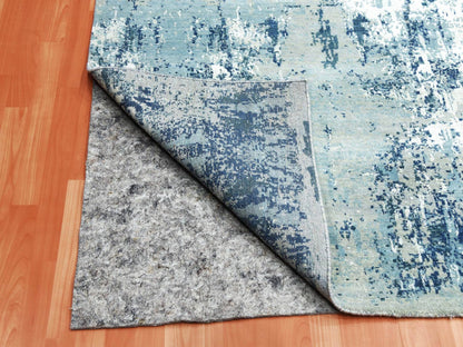 Blue 10'1" x 10'0" Modern and Contemporary Hand knotted Wool/Silk Rug - Sku: O075292
