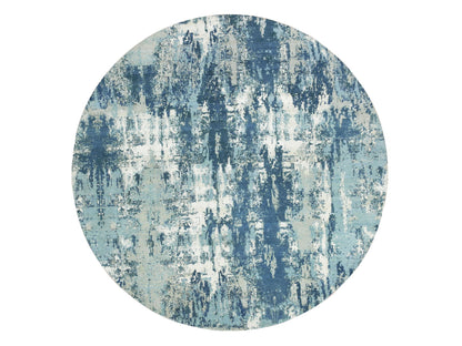Blue 7'1" x 7'1" Modern and Contemporary Hand knotted Wool/Silk Rug - Sku: O075294