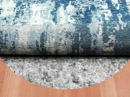 Blue 7'1" x 7'1" Modern and Contemporary Hand knotted Wool/Silk Rug - Sku: O075294
