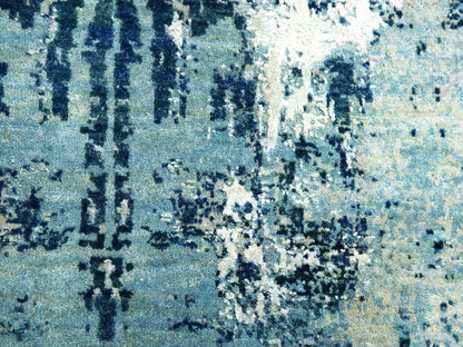 Blue 7'1" x 7'1" Modern and Contemporary Hand knotted Wool/Silk Rug - Sku: O075294