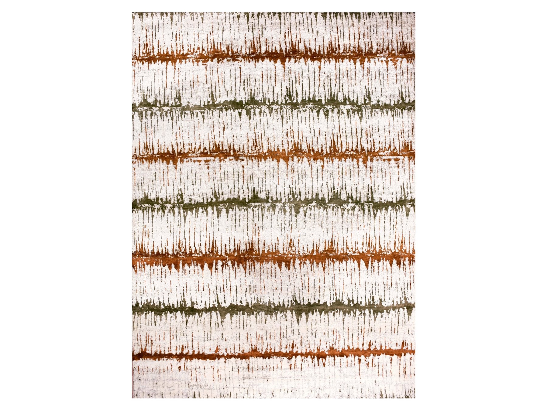 Modern / Contemporary hand-knotted wool/silk rug in Orange, 8'10" x 11'10" — SKU O075295