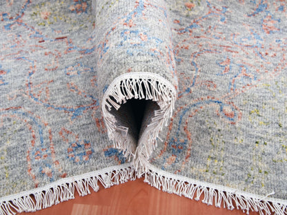 Grey 9'1" x 12'1" Oushak And Peshawar Hand knotted Wool Rug - Sku: O075303