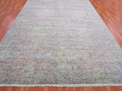 Grey 9'0" x 11'10" Oushak And Peshawar Hand knotted Wool Rug - Sku: O075305