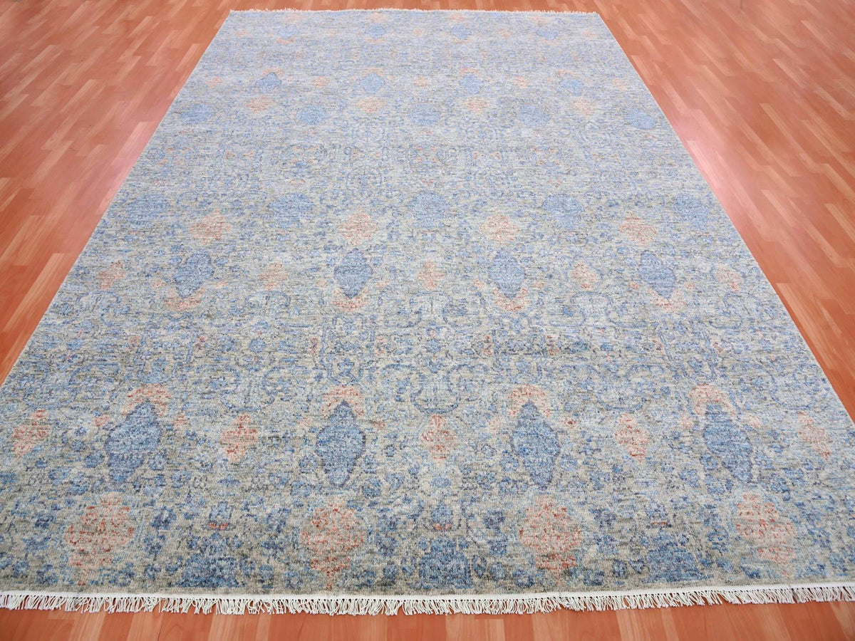 Modern / Contemporary hand-knotted wool rug in Gray, 9' x 12'4" — SKU O075306 (view 2)
