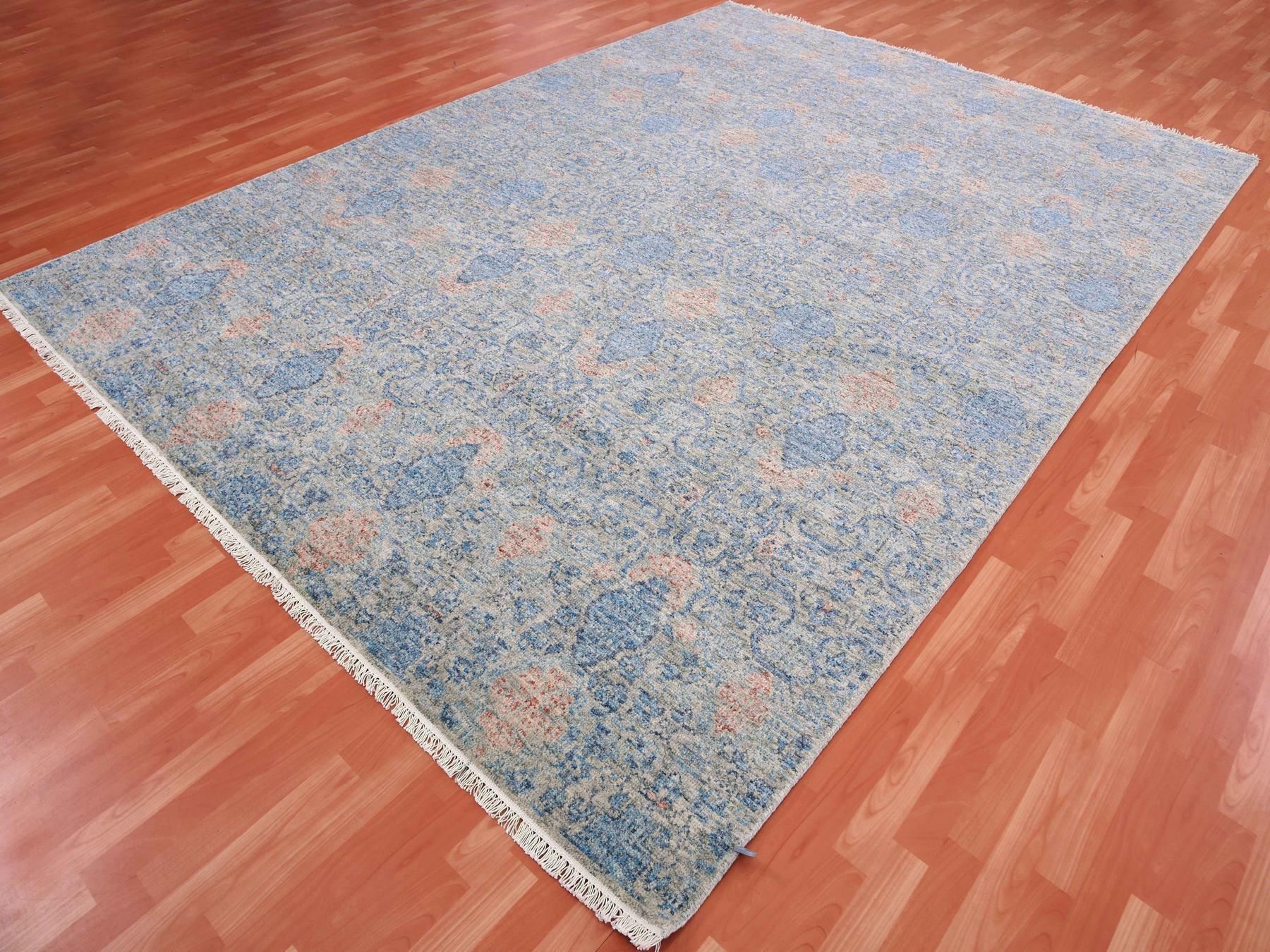 Modern / Contemporary hand-knotted wool rug in Gray, 9' x 12'4" — SKU O075306 (view 3)