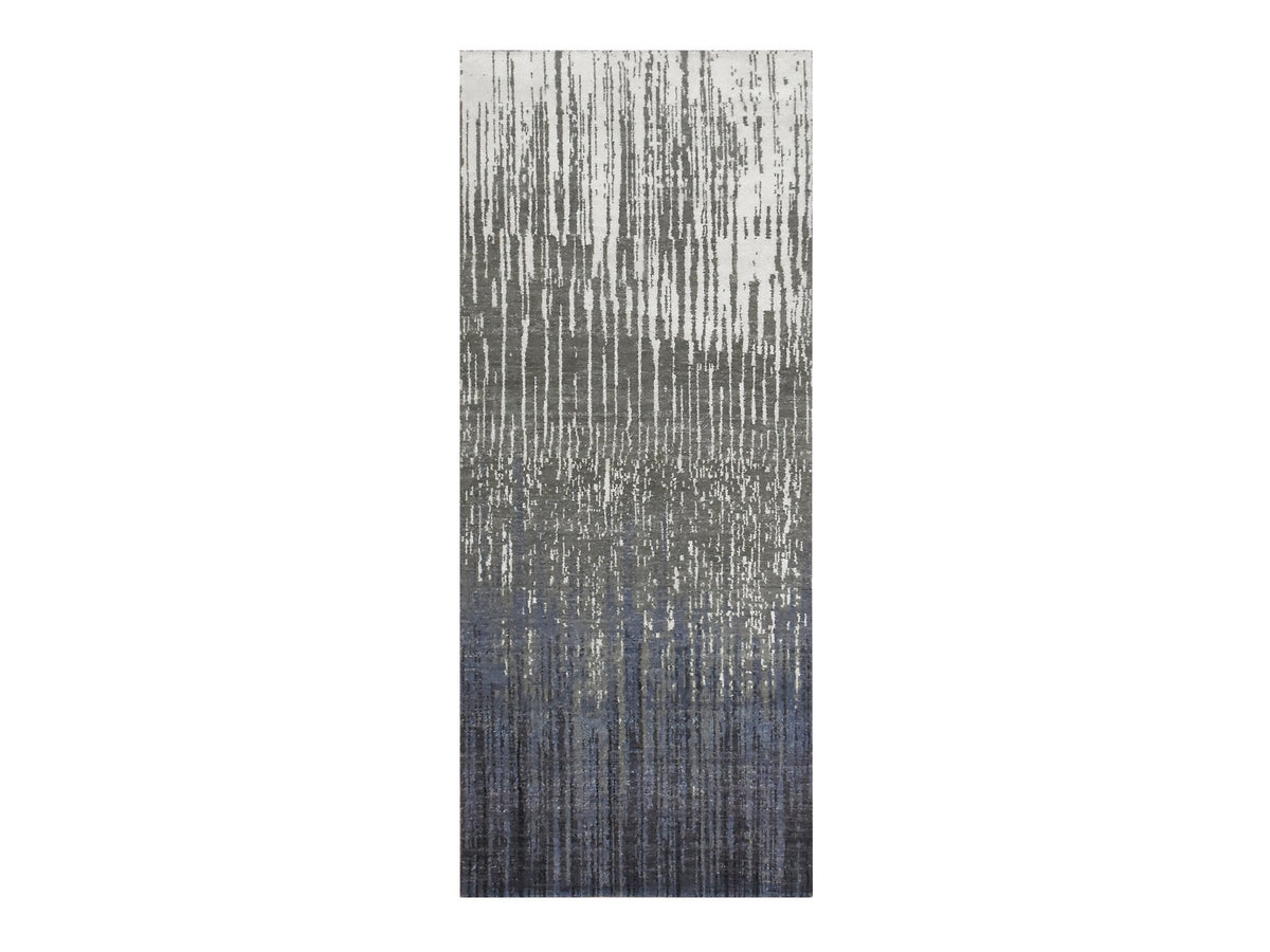 Modern / Contemporary hand-knotted wool runner in Gray, 2'6" x 6'4" — SKU O075307