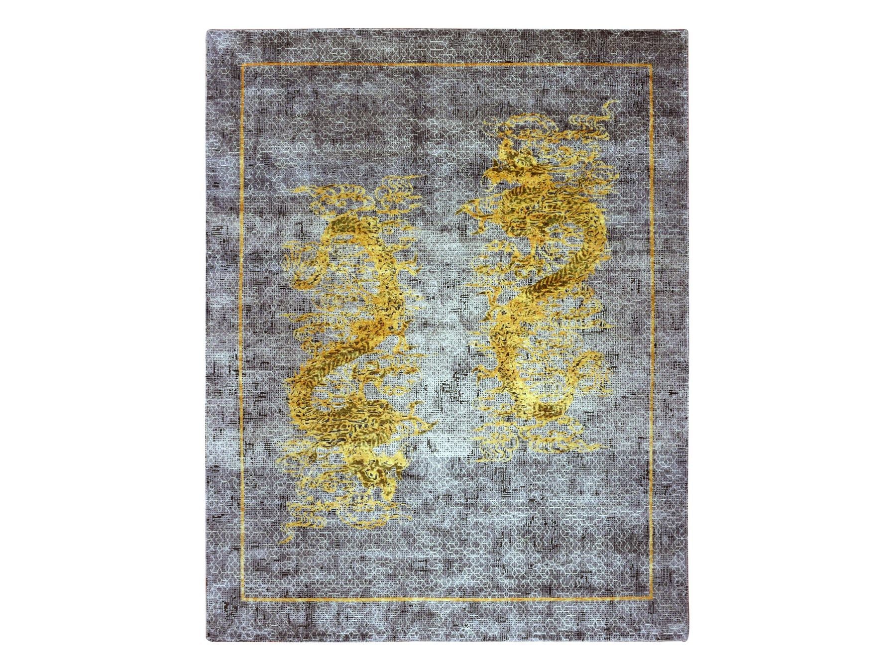 Fine Oriental hand-knotted wool/silk rug in Gray, 8' x 10'3" — SKU O075315
