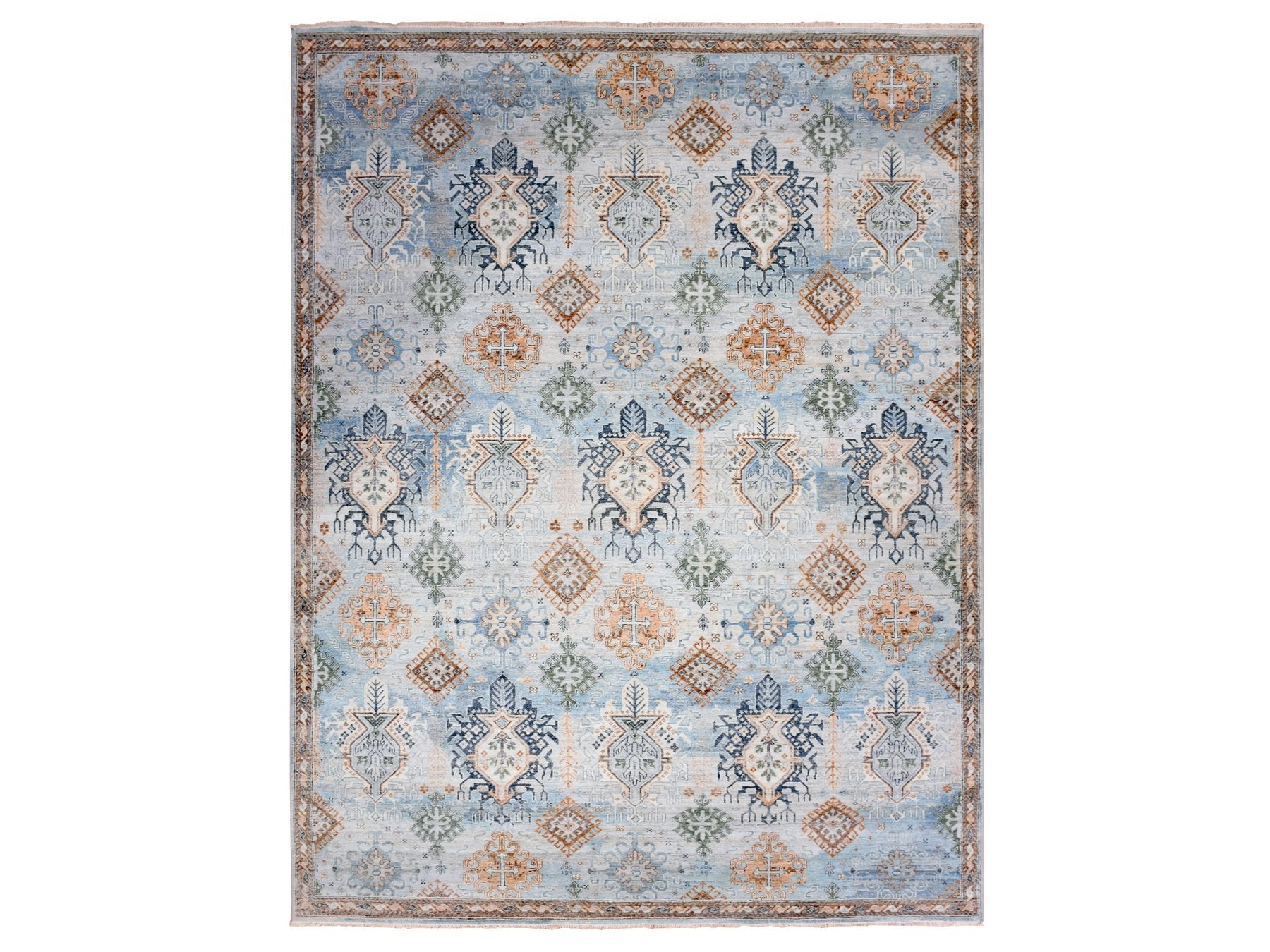 Oushak hand-knotted wool rug in Blue, 9' x 11'10" — SKU O075323